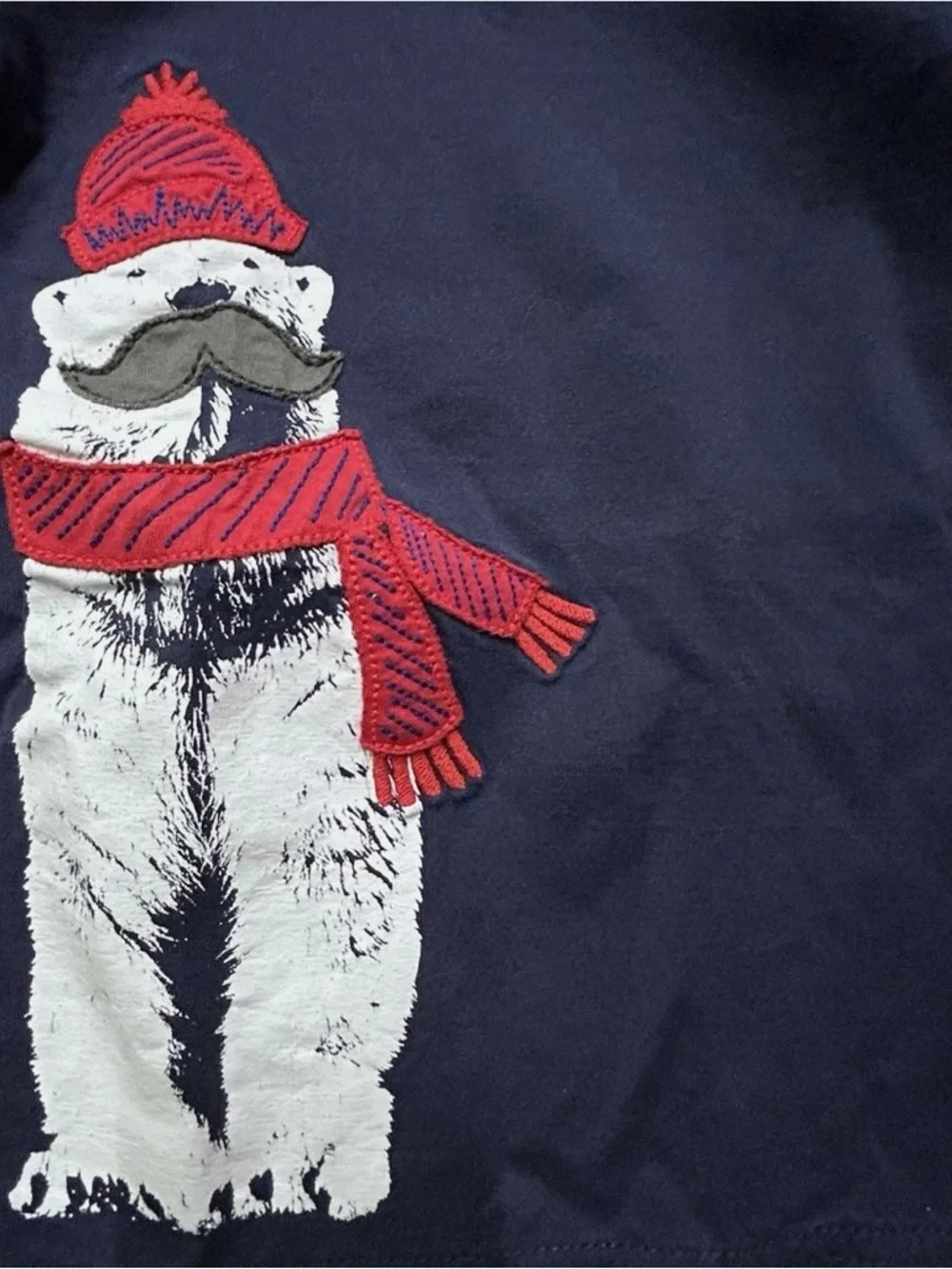 Toddler Boy Hanna Andersson Navy Blue Long Sleeve Shirt Polar Bear Size 100 4T - Picture 2 of 3